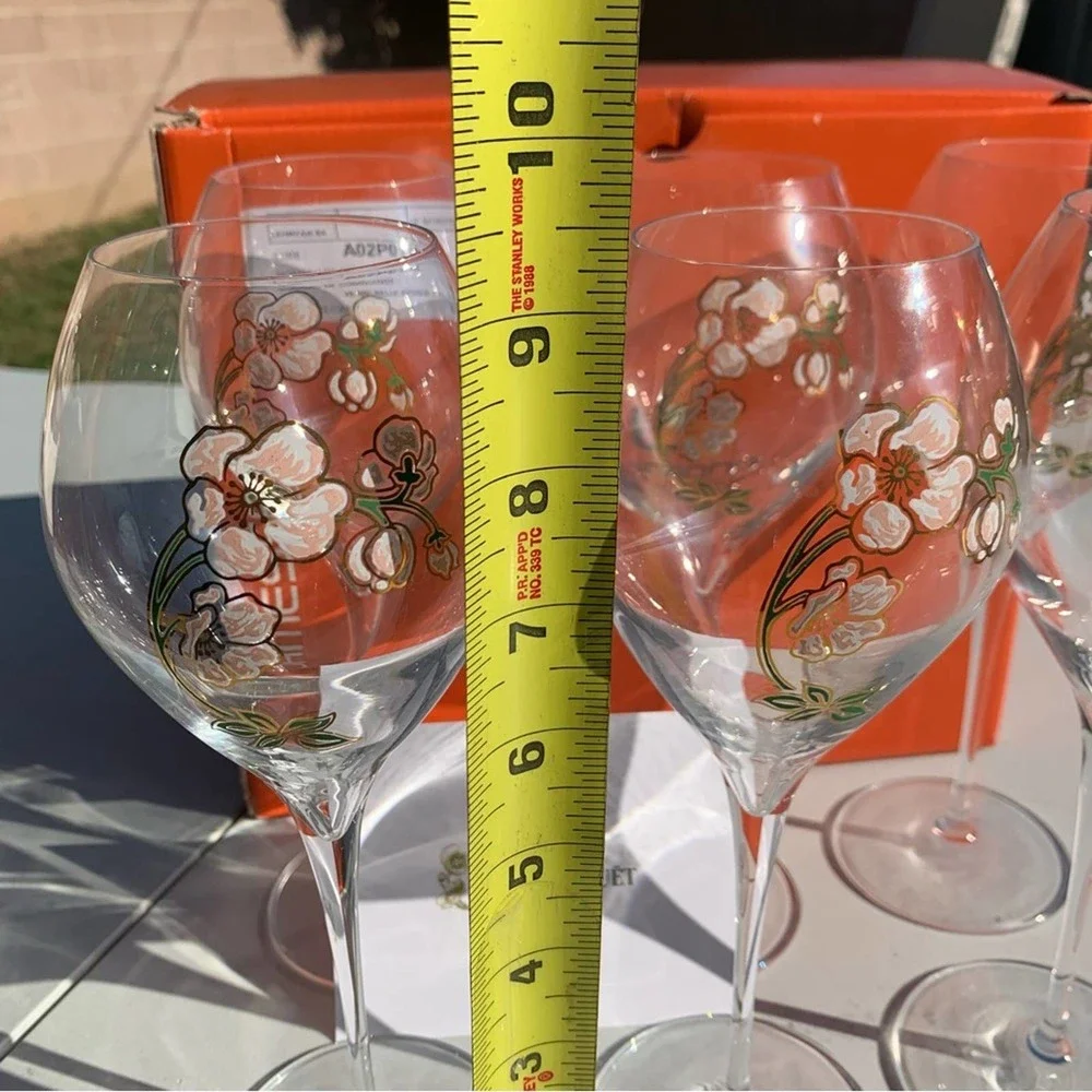 Perrier Jouet Verre Belle Epoque Hand Painted Animone Grand Champagne 6pc Set